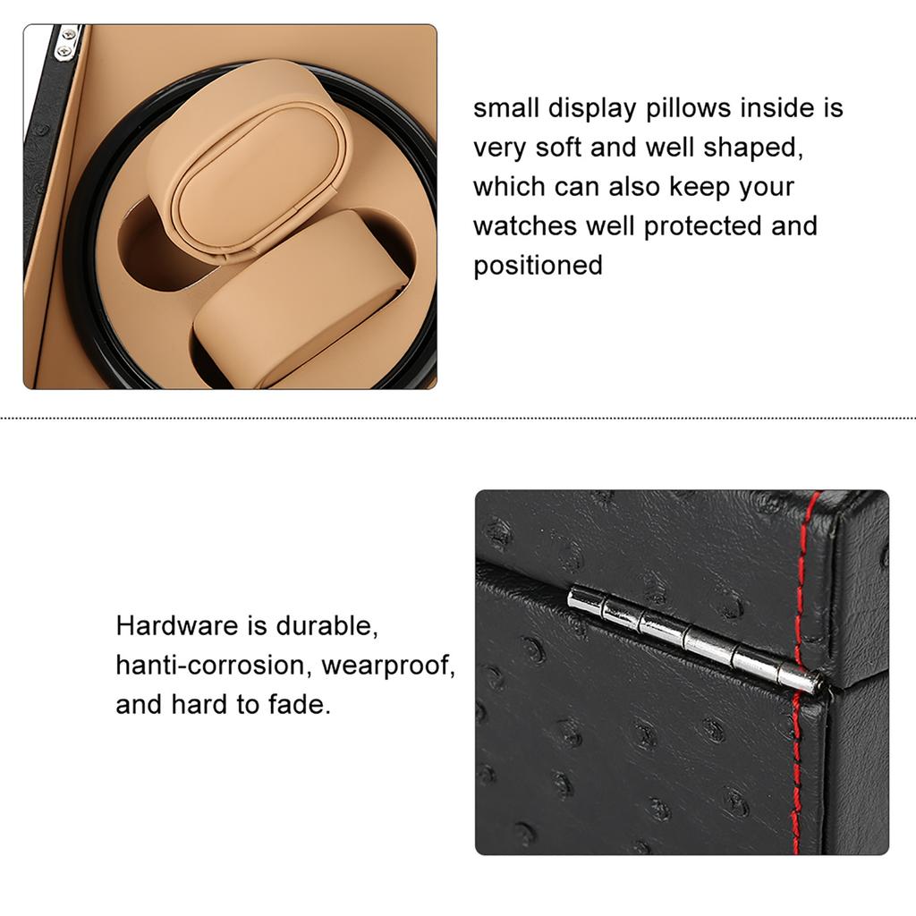 Mechanical Watch Winder for 4 Automatic Watches 6 Wristwatch Storage Display Case
