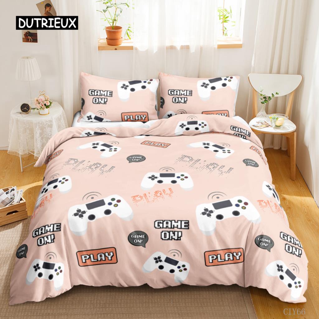 Gamer Duvet Cover Set Kids Boys Teens Video Game Controller Gamepad Bedding Set Double Queen King Size Polyester Qulit Cover