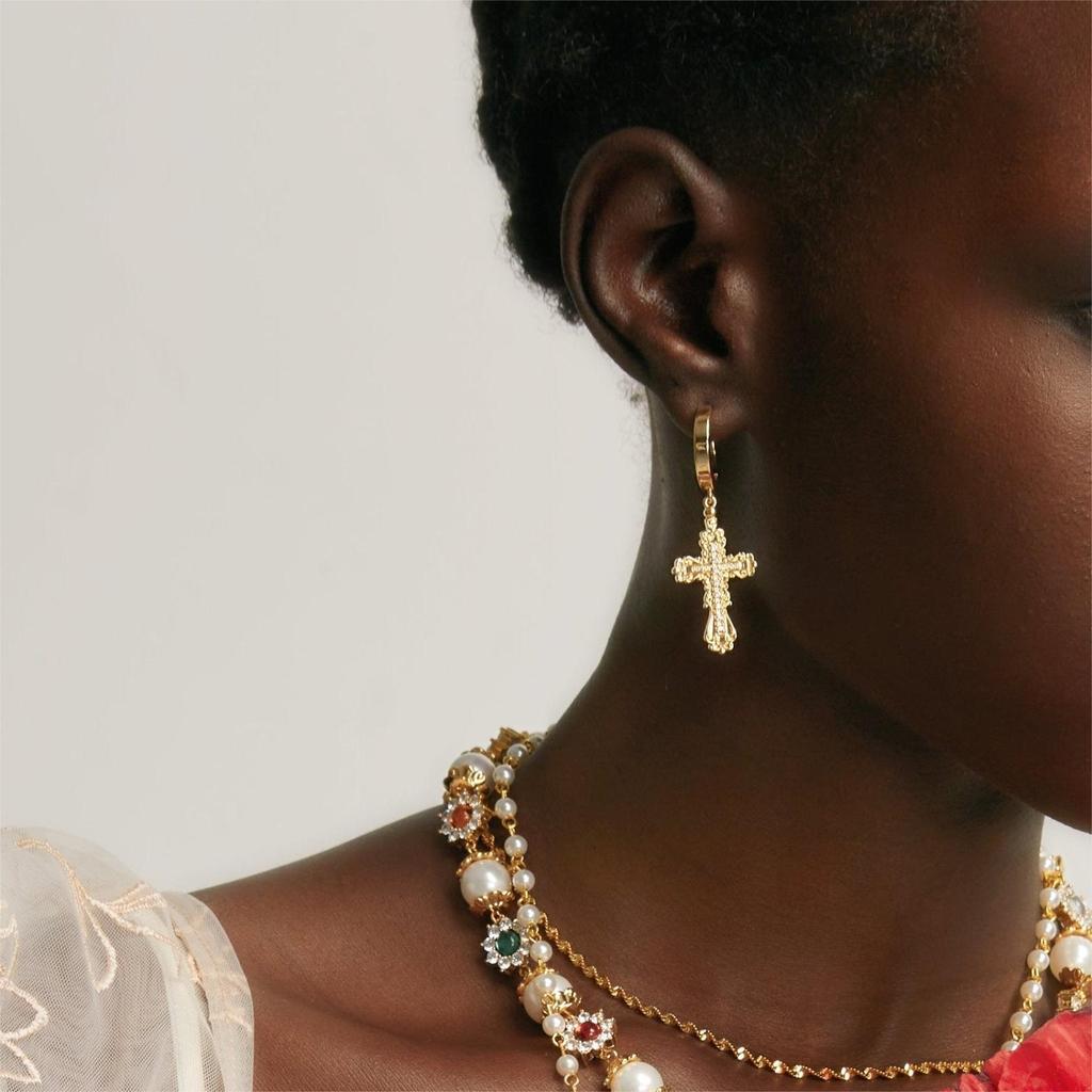Cross Necklace Set For Women With Pearl Chain And Gemstone Pendant For Style Jewelry