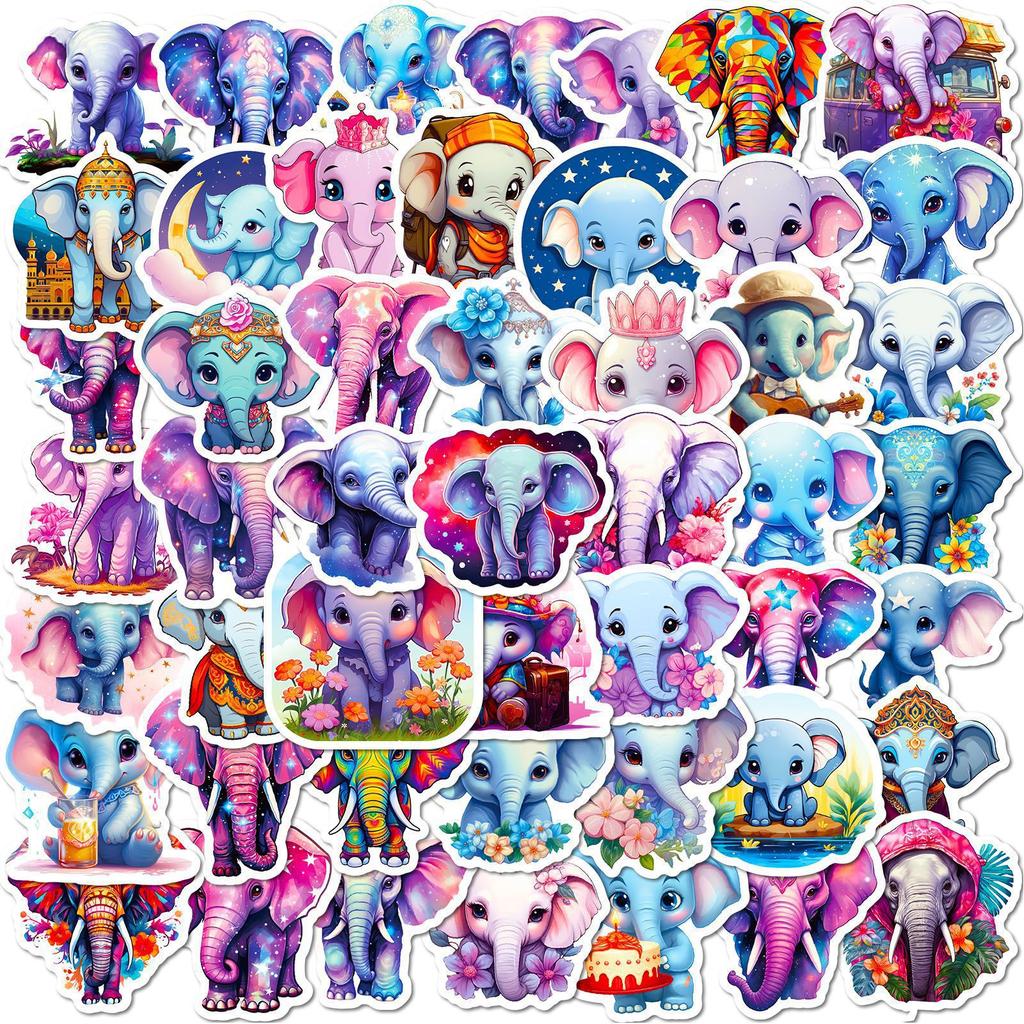 50 Pink Little Elephant Stickers New Cartoon Children's Kindergarten Children's Room Cute Pink Little Elephant