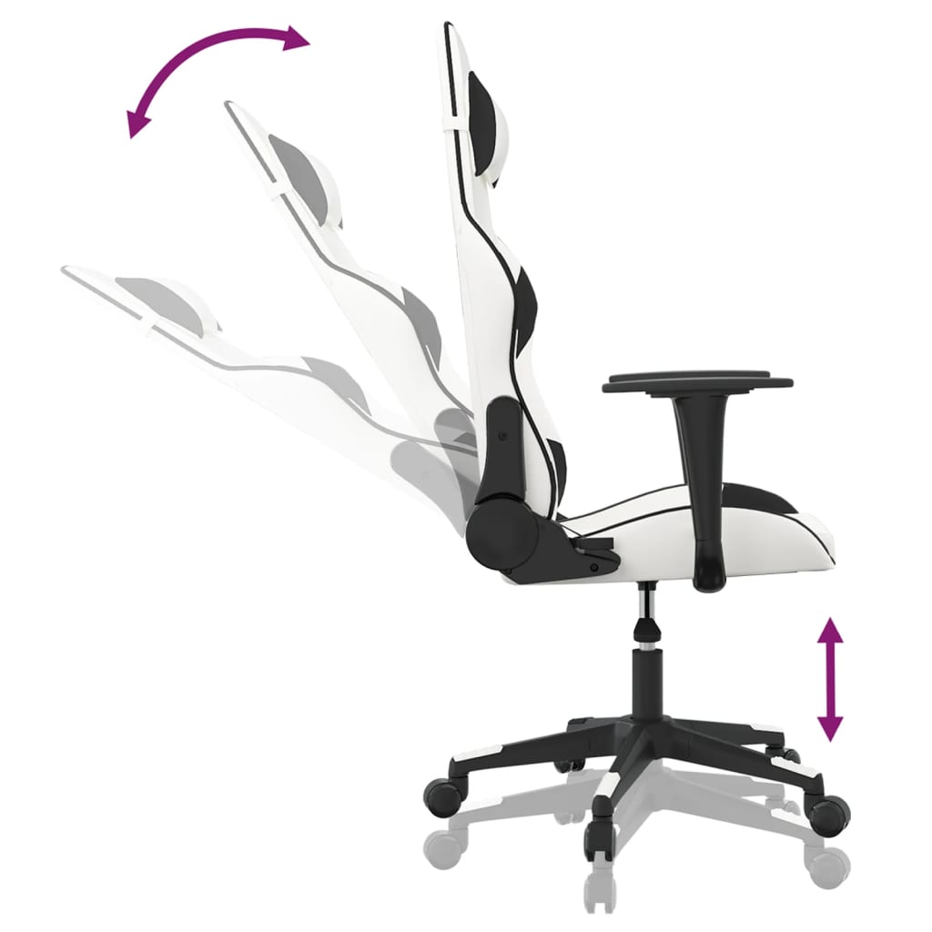 Gaming Chair in White and Black Artificial Leather