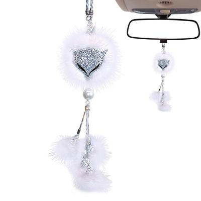 Auto Ornament Fox Ball Crystal Rear View Mirror Charm Car Pendant Lucky Crystal Window Hangings Car Accessories