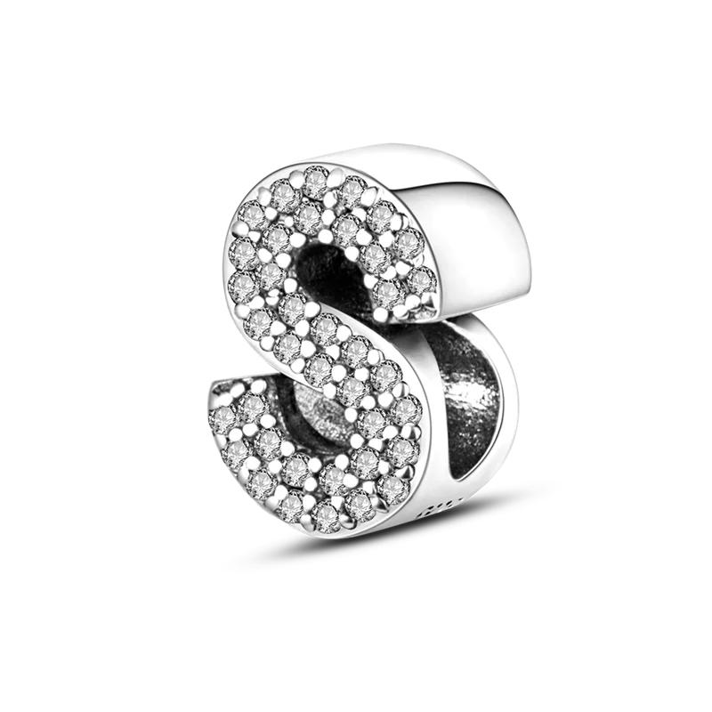 Copper Metal A-Z Alphabet Charm Bead Components Compatible With Authentic Original Bangle Bracelet High Quality Fine Jewelry Do It Yourself Bead