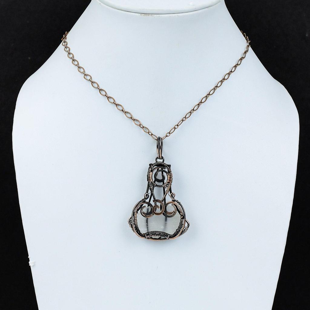 Selenite Druzy Pendant Copper Wire Wrapped Pendant Selenite Druzy Gemstone Jewelry Dainty Pendant Gift For Engagement Handmade Women Jewelry