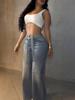Women's European-Style High-Waist Diamond Straight-Leg Jeans with Belt