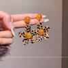 Wind Leopard Print Flower Stud Earrings Women's Retro Niche Design Earrings Fashion Commuter Earrings