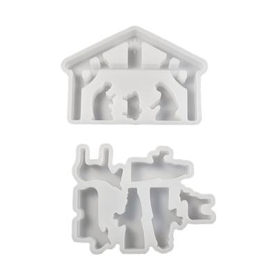 2Pcs Christmas Theme Silicone Molds Candle Holder Molds for Candle Holder Plaster Decoration, Epoxy Resin Silicone Molds