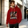 Men’s Loose Fit Hoodie, Breathable Comfortable Cotton Sweatshirt with US Horse & Eagle Graphic, Trendy Patriotic Style, Ideal for Daily & Christmas Ca