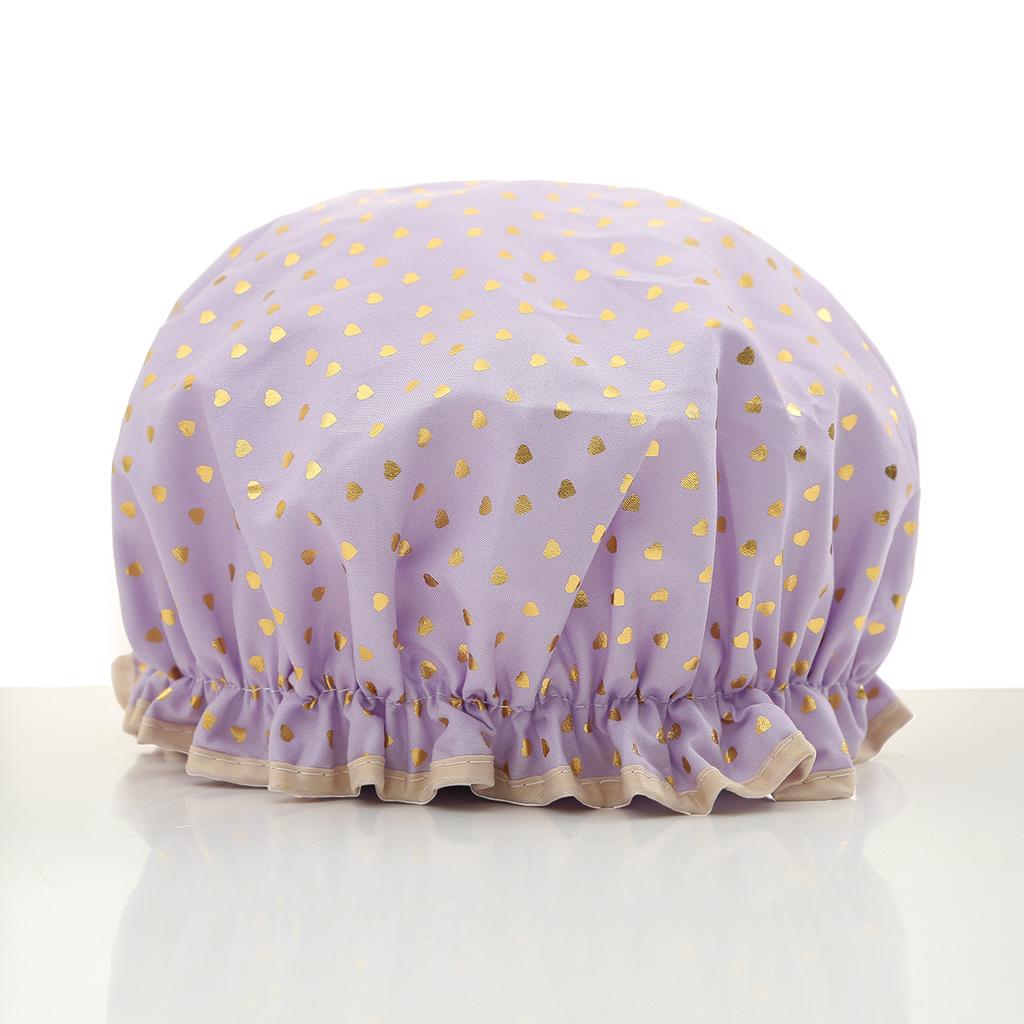 Shower Cap Waterproof Hair Cap Hot Gold Printed Polyester Cotton Shower Cap Bath Lady