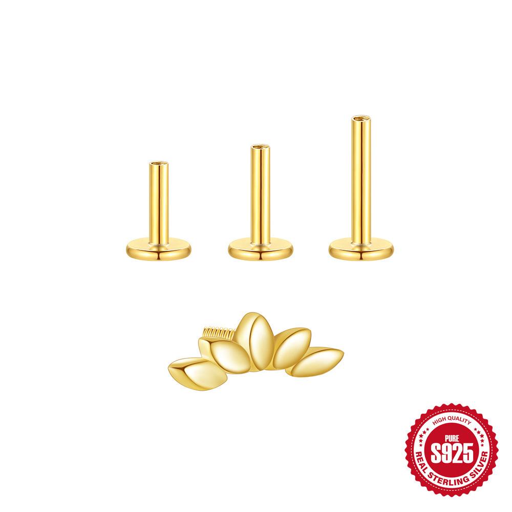 Cercei Piercing Cartilaj Spirală Lotus Diamant Argint Sterling S925 Purtare Zilnică Stâlp Multi-Mărime 5/6/8 Mm