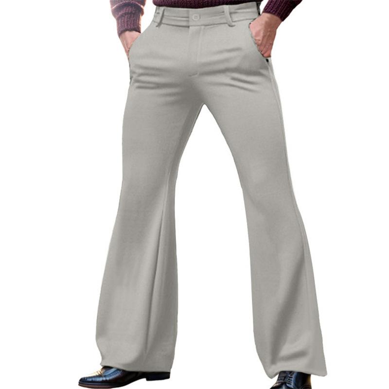 QINQING Heren Flared Broeken in Meerdere Kleuren - Wit, Zwart, Groen, Paars, Rood, Grijs, Kaki, Bruin XXL