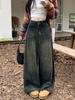 Women's 2025 Retro High-Waist Wide-Leg Jeans - American Style Floor-Length Straight Pants