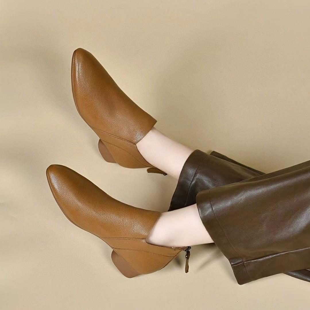 

Модные женские ботинки на толстой подошве с острым носком, новые кожаные туфли, зимняя мода, зимние ботинки «Челси», элегантное платье Botas Mujer 35