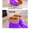 Women's Fashion Anti Slip Waterproof Short Tube With Cotton Rain Boots Kitchen Work Rubber Shoes