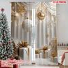 2pcs Elegant Gold Glitter Snowflake Print Sheer Polyester Curtains – for Living Room Bedroom Office Kitchen & Christmas Decor