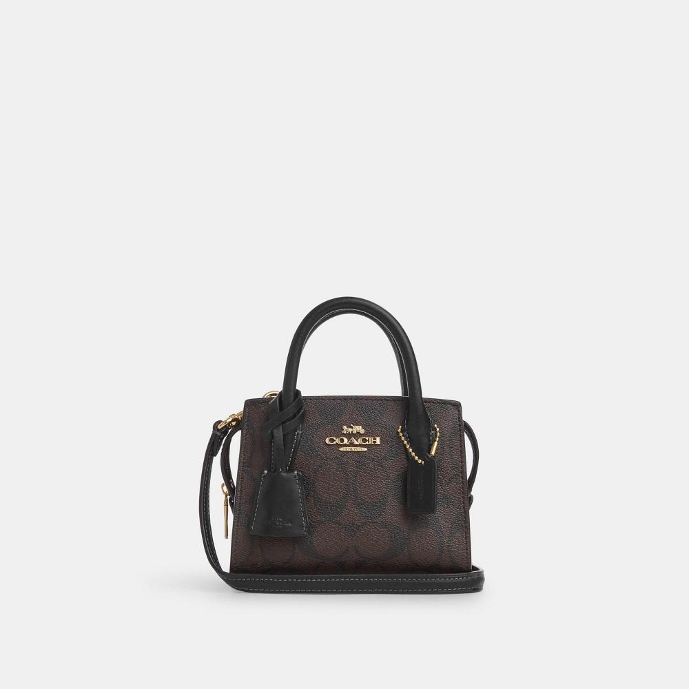 

Мини-сумка Coach Andrea из канвы Signature золотисто-коричневого черного цвета