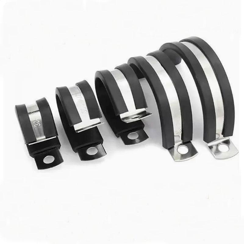 5pcs 304 Stainless Steel Rubber Lined P Clips R-type Pipe Clamp Cable Mounting Hose Pipe Clamp Hose Clamp Fixed Pipe Bracket
