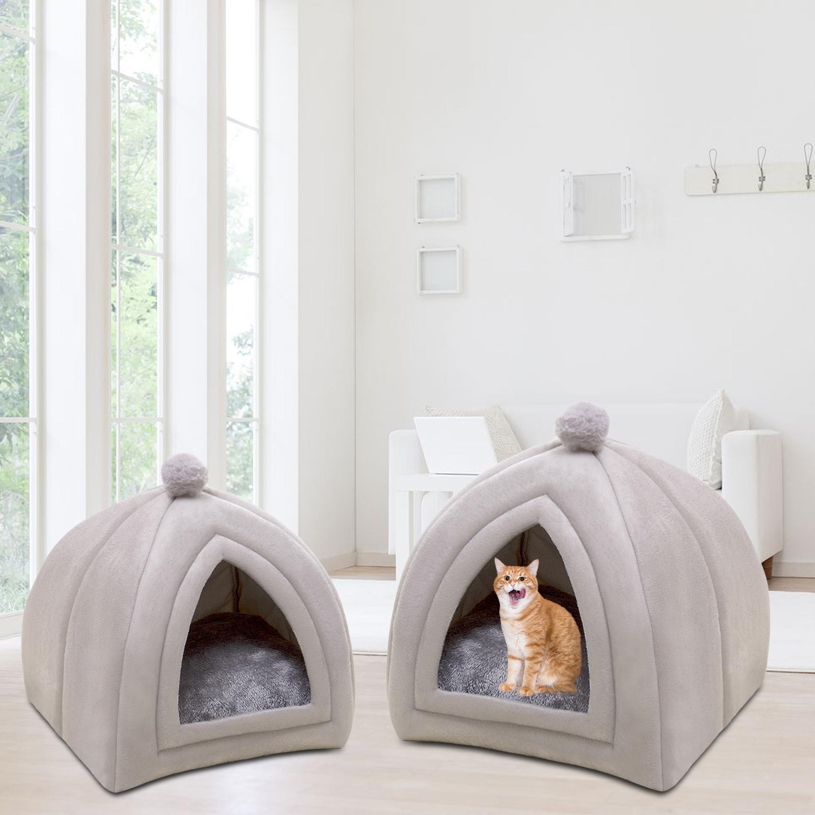 

Cute Cat House, Pet Bed Plush Kennel, Nest, Warm Washable, Cushion, for Medium Sized Dog Kitten Floor Winter Indoor Cats S