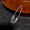 Vintage Engraved Letter/Number Large Brooches Sweater Scarf Buckle Cardigan Anti-Slip Big Pin Decoration Accessories