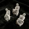 Cute Fluffy Plush Blue Cat Stud Earrings for Women New Trending Sweet Niche Design Sense Fashion Jewelry Exquisite Accessories