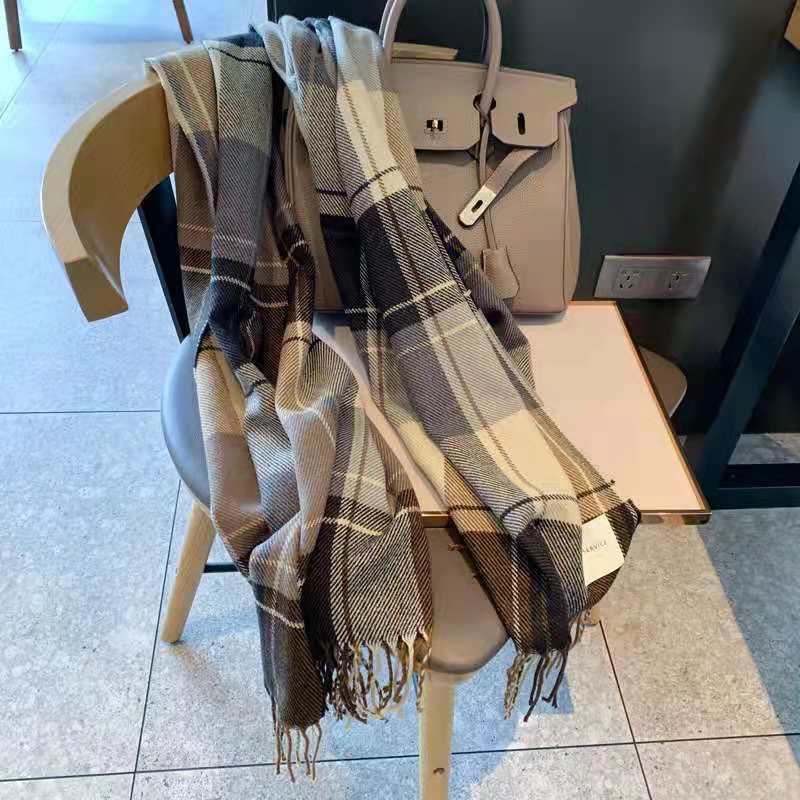 Luxury Plaid Scarf Winter Warm Cashmere Women Long Bandana Pashmina Foulard Female Scarves Tassel Shawl And Wraps  Design