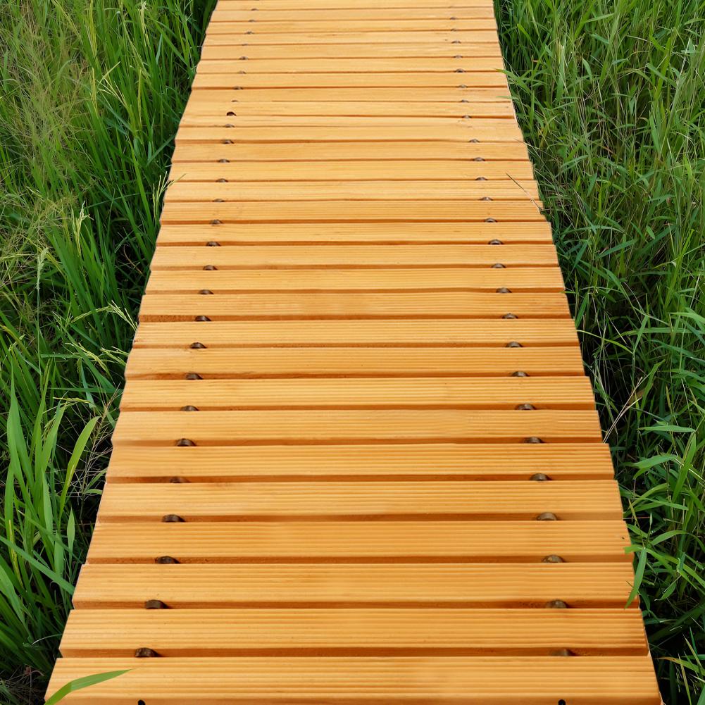12ft Wooden Garden Pathway Roll – Outdoor Walkway Mat for Lawn Patio Backyard Roll Out Wood Stepping Stone Path