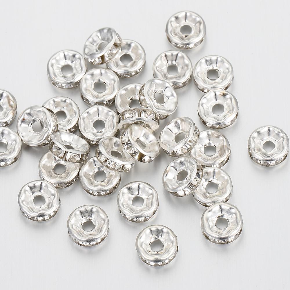 100pcs 4-10mm Handmade Crystal Rhinestone Spacer Beads Loose Spacer Beads for DIY Bracelet Necklace Accessories Wholesale