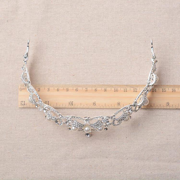 Korean Style Exquisite Rhinestone Bridal Jewelry Alloy Pearl Crown Wedding Dress Headpiece