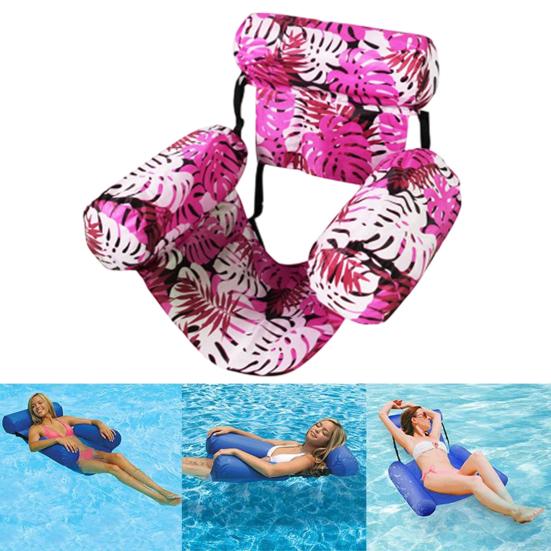 Inflatable Pool Floats for Adult Heavy Duty Pool Lounge Chairs Tropical Plants Pattern Water Floating Hammock for Summer Pool Beach Lake