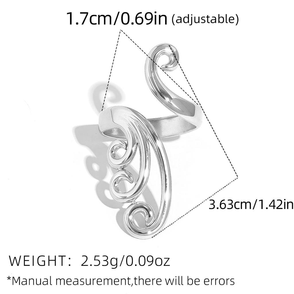 Stainless Steel Line Ring for Men Women Wave Design Adjustable Open Ring Exquisite Colorfast Couple Jewelry Accessories Gifts
