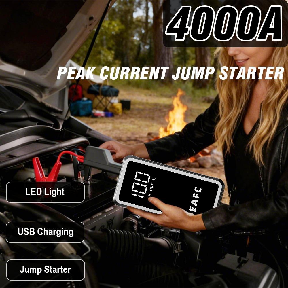 EAFC 4000A Peak 12V Portable Car Jump Starter Power Bank, Car Emergency Rescue Tool, for Up to 10.0L Gasoline /6.0L diesel cars with Smart Clip