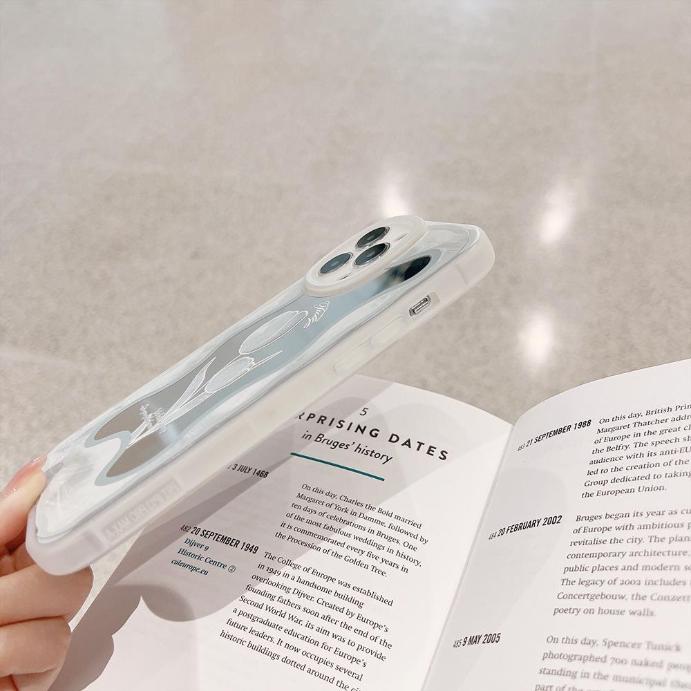 Frosty Style Flower Iphone16pro Max Mobile Phone Case 15 Apple 11 Makeup Mirror XR Suitable for 14pro