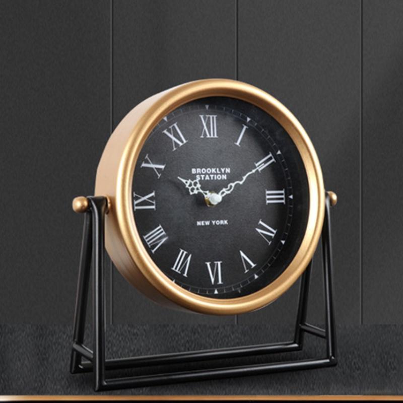 Retro Desk Clock Elegance Living Room Decoration Table Clocks Silent Design Desk Clock Home Ornaments Table Clocks Metal Art