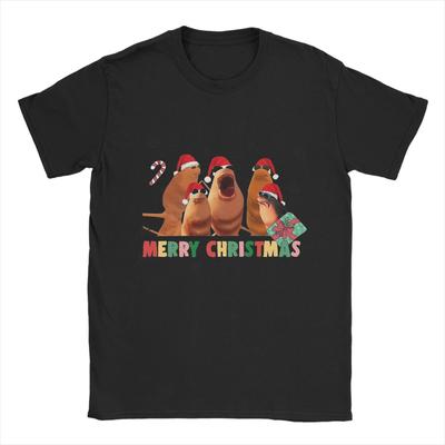 Marcus Der Wurm Weihnachts-T-Shirts für Herren Lustiges Baumwoll-T-Shirt Rundhals Kurzarm T-Shirt Sommerkleidung