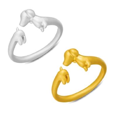 Adorable Dachshund Rings Adornment Animal Theme Rings Jewelry Hiphop Accessories