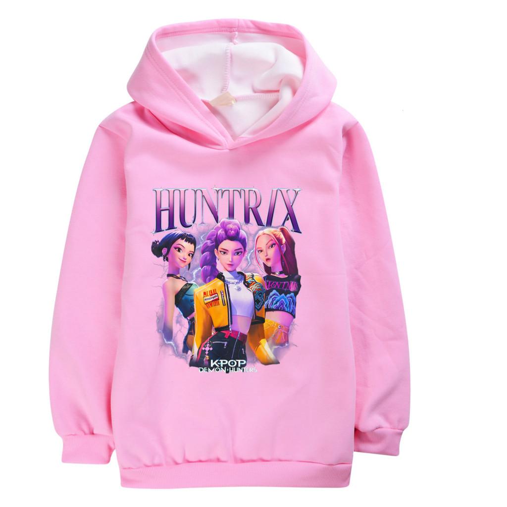 4992 Kids Girls Kpop Rumi Zoey Mira Print Casual Long Sleeves Velvet Warm Outerwear Hoodie Top