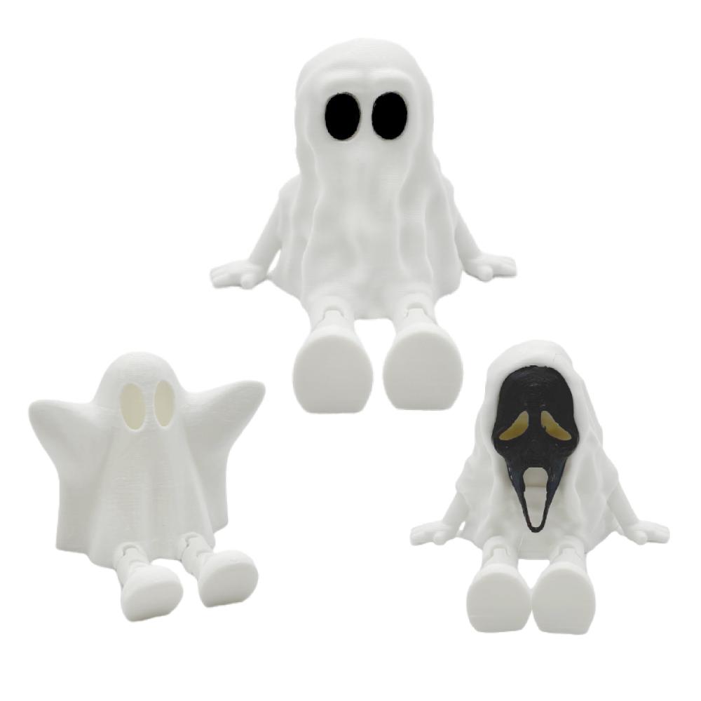 3D Print Halloween Ghost Figurines Ornaments Ghost Festival Party Decoration Joint Movable Ornaments Mini Scene Model Miniatures