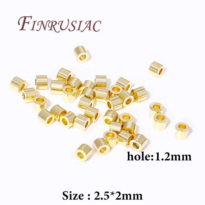 2.5*2mm Tube Beads For Jewelry 18K Gold Plated Metal Beads Separators,Bracelets Beads For DIY Beading Findings