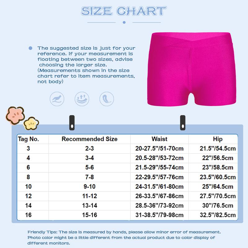 Kids Girls Stretchy Sports Shorts Leggings Boy-cut Slim Fit Gymnastics Ballet Dance Booty Shorts Workout Fitness Tumbling Bottom