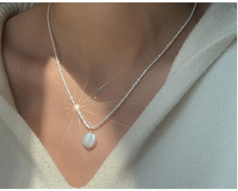 Monica-Style S925 Sterling Silver Baroque Pearl Star Necklace for Women