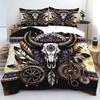 2/3Pcs Bohemian Bull Skull Duvet Cover Set,With Pillowcase Multi Size Bedroom Bedding Decor,Bohemia Rural Style Bedroom Decor