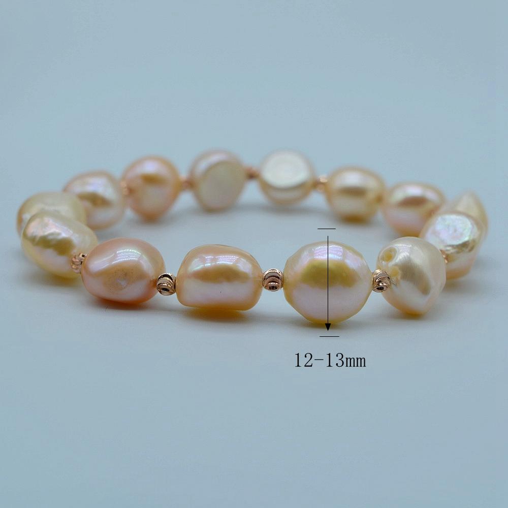 Damen Armband Natur Orange Perle Barock Stil Modeschmuck