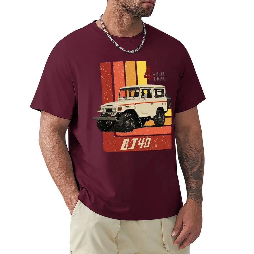 Camiseta de Hombre Retro Land Cruiser FJ40 Jdm Humorística 100% Algodón Camiseta Manga Corta Velocidad Máxima Coches Camisetas Tops