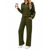 Women's Casual Half Zip Hoodie with Collar and Wide Leg Pants Set