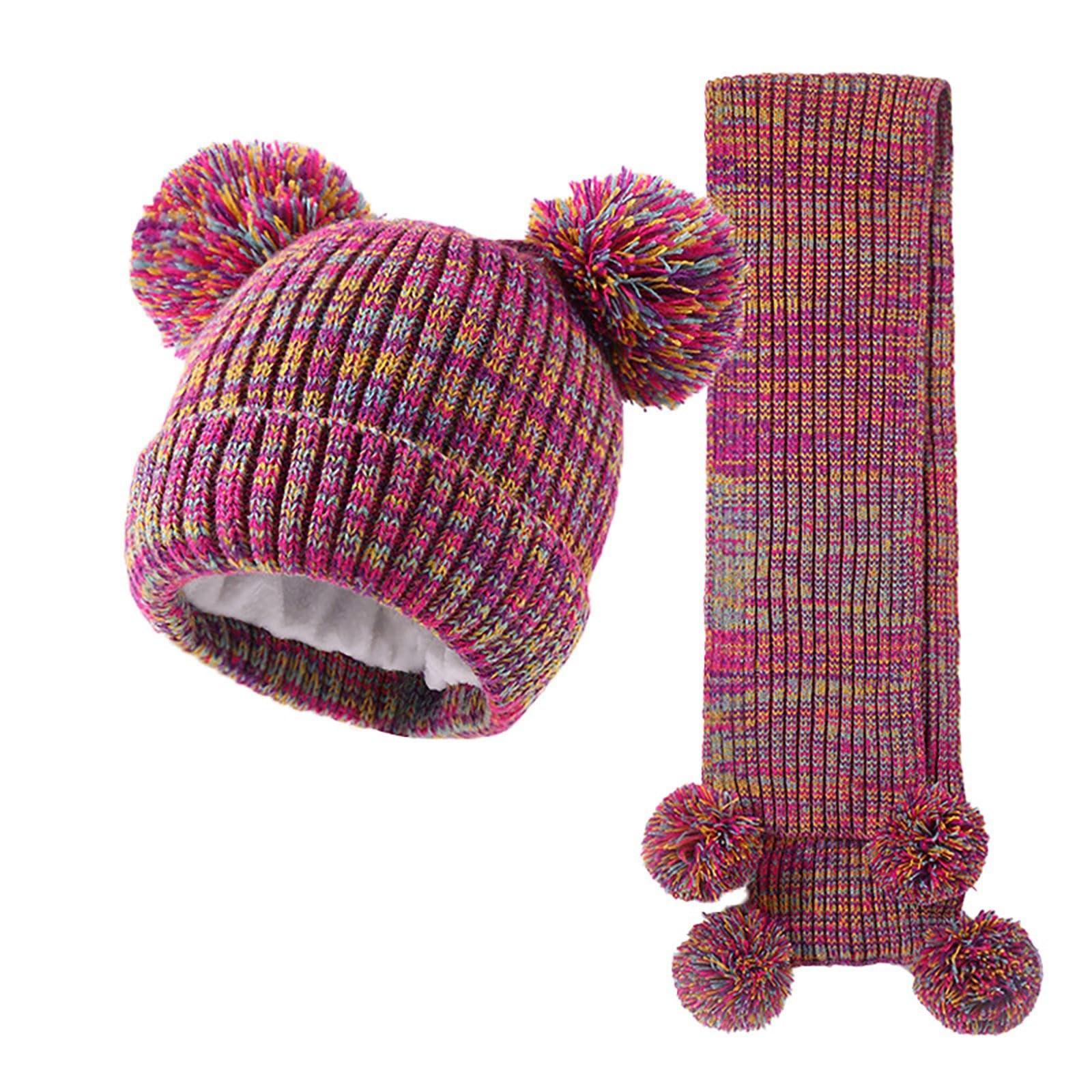 

Комплект шапки и перчаток для мальчиков и девочек, детская зимняя шапка, шарф, перчатки, флисовый комплект шапки-ушанки и варежек, унисекс для младенцев One Size красный