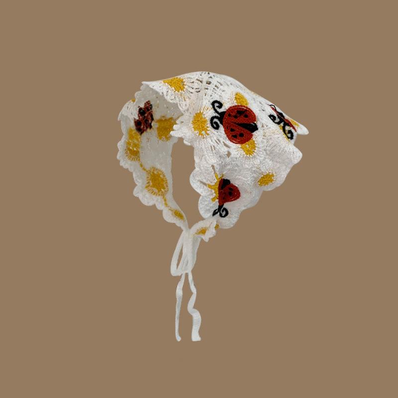 Headscarf Hat Pastoral Style Triangle Headband For Women Girls Handmade Crochet Headband Little Flower Headscarf