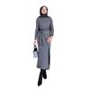 2025 Summer Women's Long-Sleeve Knitted Dress with Belt - European and American Style