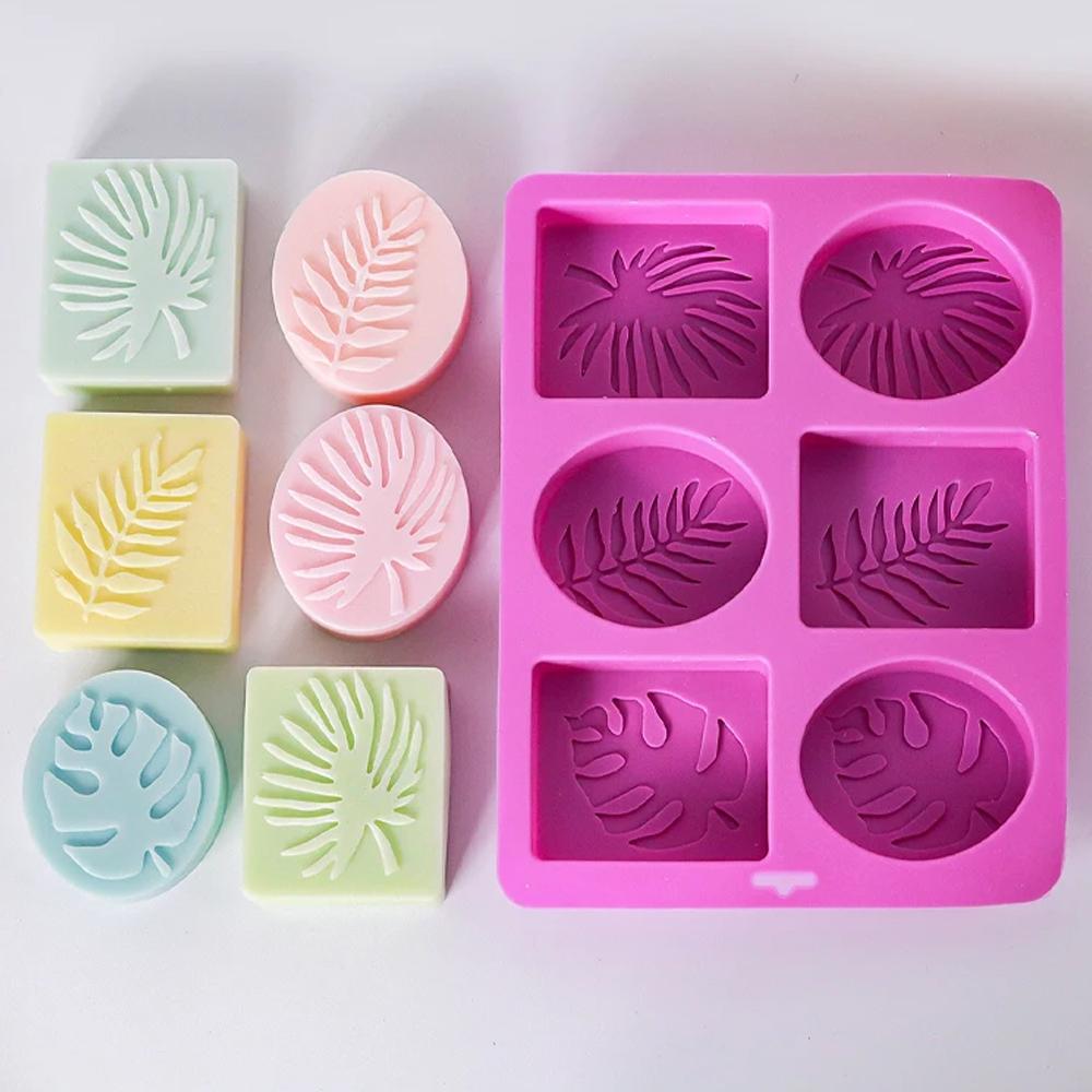 6 Cavity Oval/Square Leaf Shaped Silicone Soap Mold DIY Handmade Essential Oil Soap Making Supplies Mould Chocolate Cake Molds