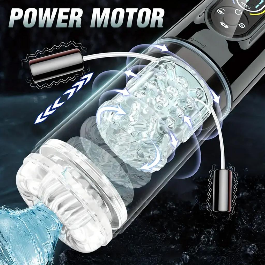 Automatic Male Sex Toys Penis Pumps Male Sex Toys with Suction Vibration Thrust and Rotation 7 Modes Textured 3D Simulation Sex Toys