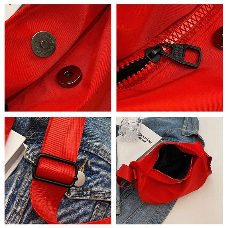 Simple Design Women's Messenger Bag Fashi Ladies Nyl Hobos Red Shoulder Bags Vintage Female Girls Purse Cloth Handbags